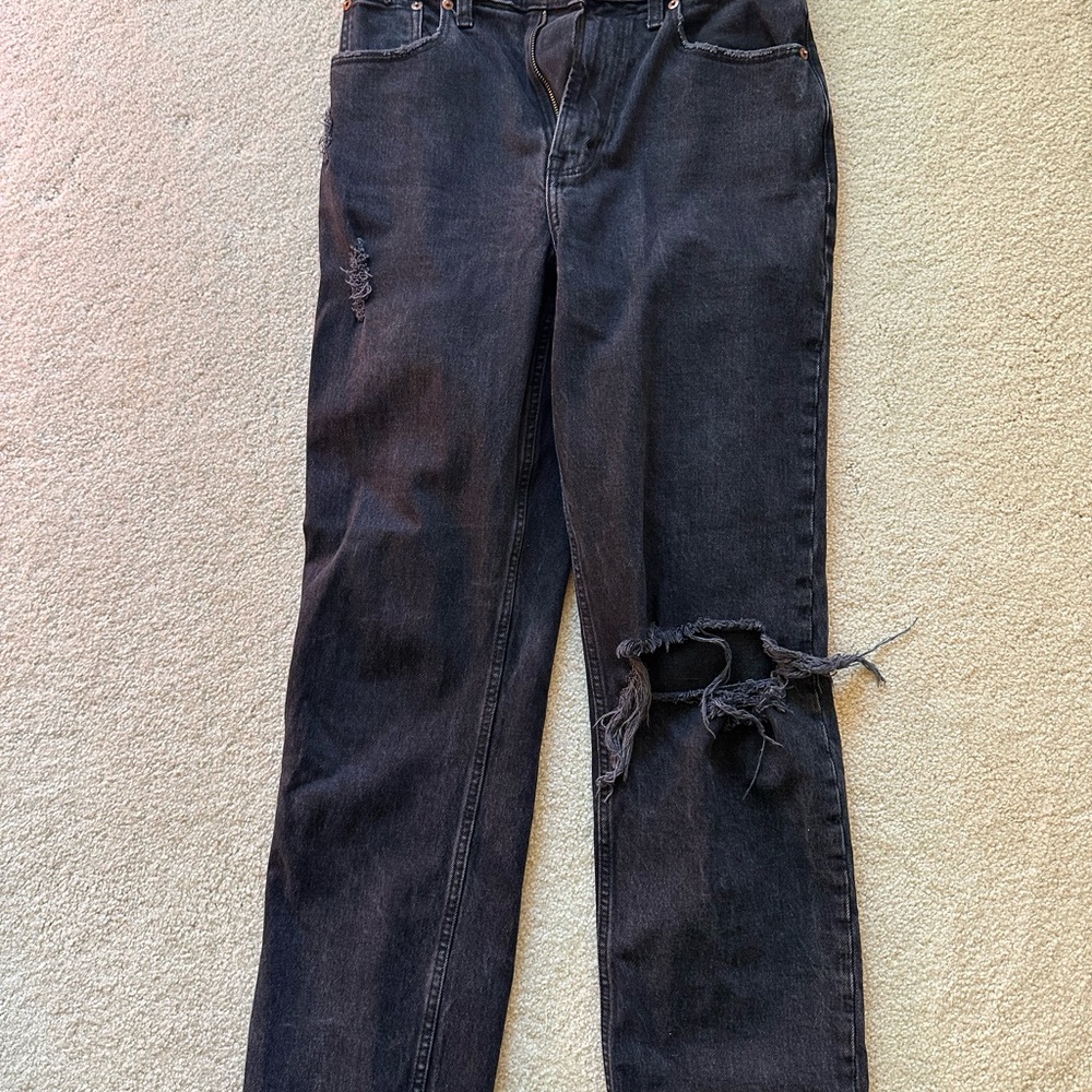 Abercrombie Black Ripped Jeans Straight Leg